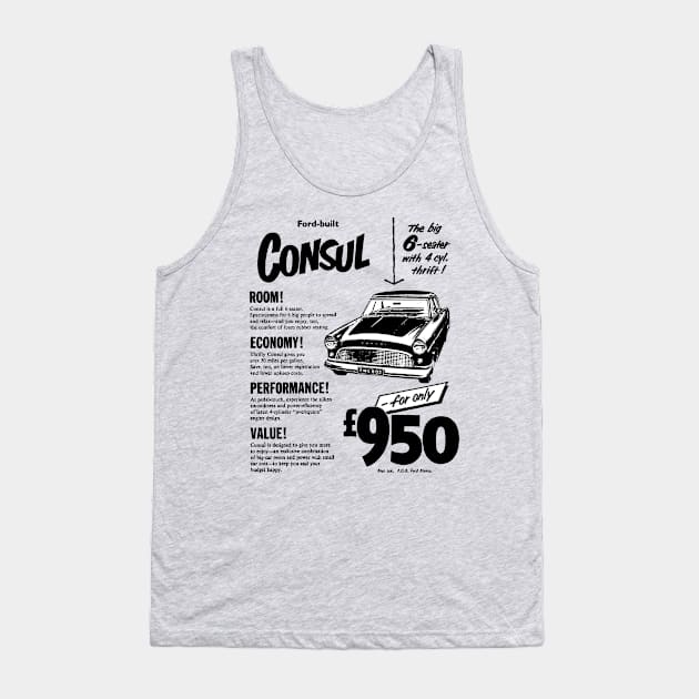 FORD CONSUL - advert Tank Top by Throwback Motors